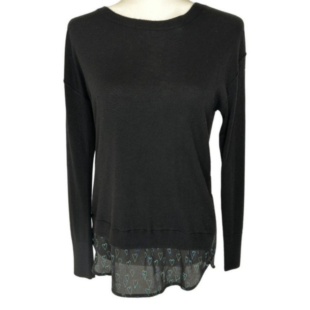 NWTS Halogen Sweater Chiffon Hem and Button Back Detail Size L